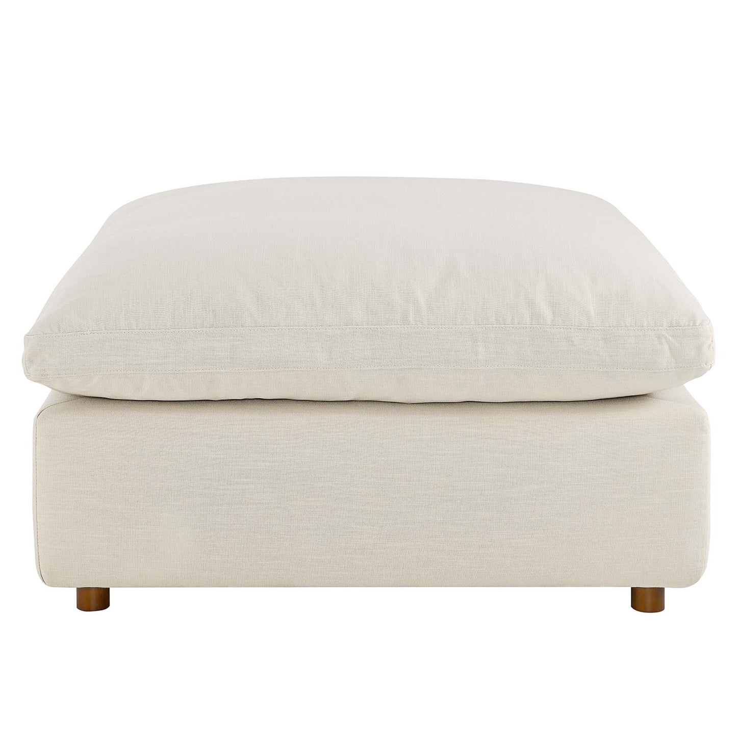 Linden Down Filled Overstuffed Ottoman in Light Beige