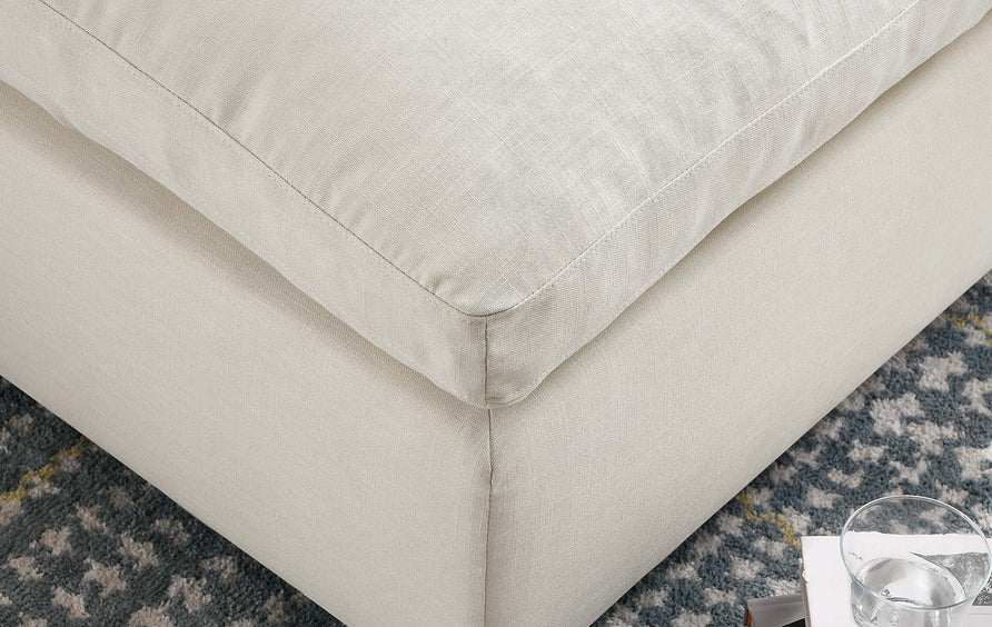 Linden Down Filled Overstuffed Ottoman in Light Beige