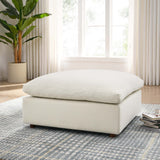 Linden Down Filled Overstuffed Ottoman in Light Beige