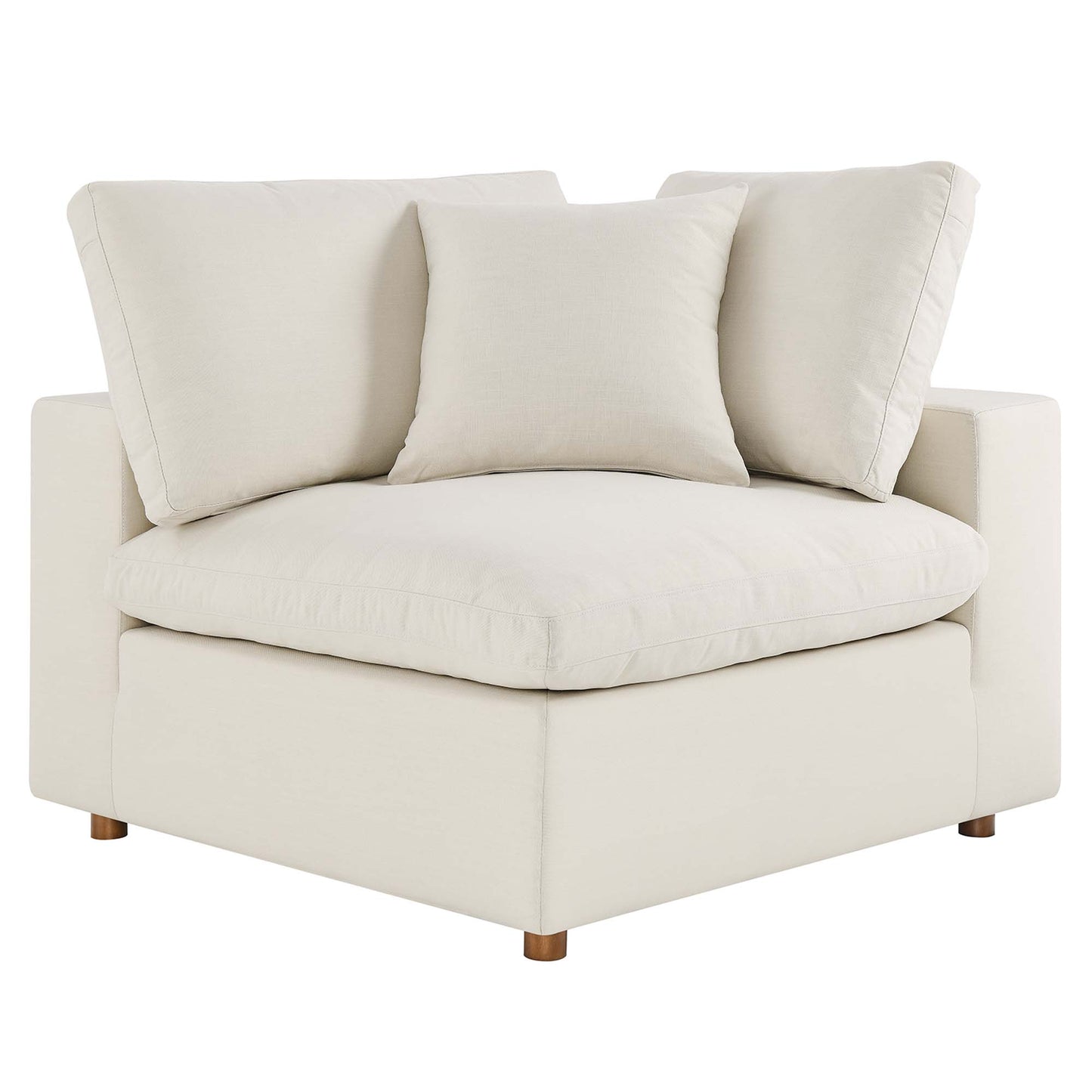 Linden Down Filled Overstuffed Corner Chair in Light Beige