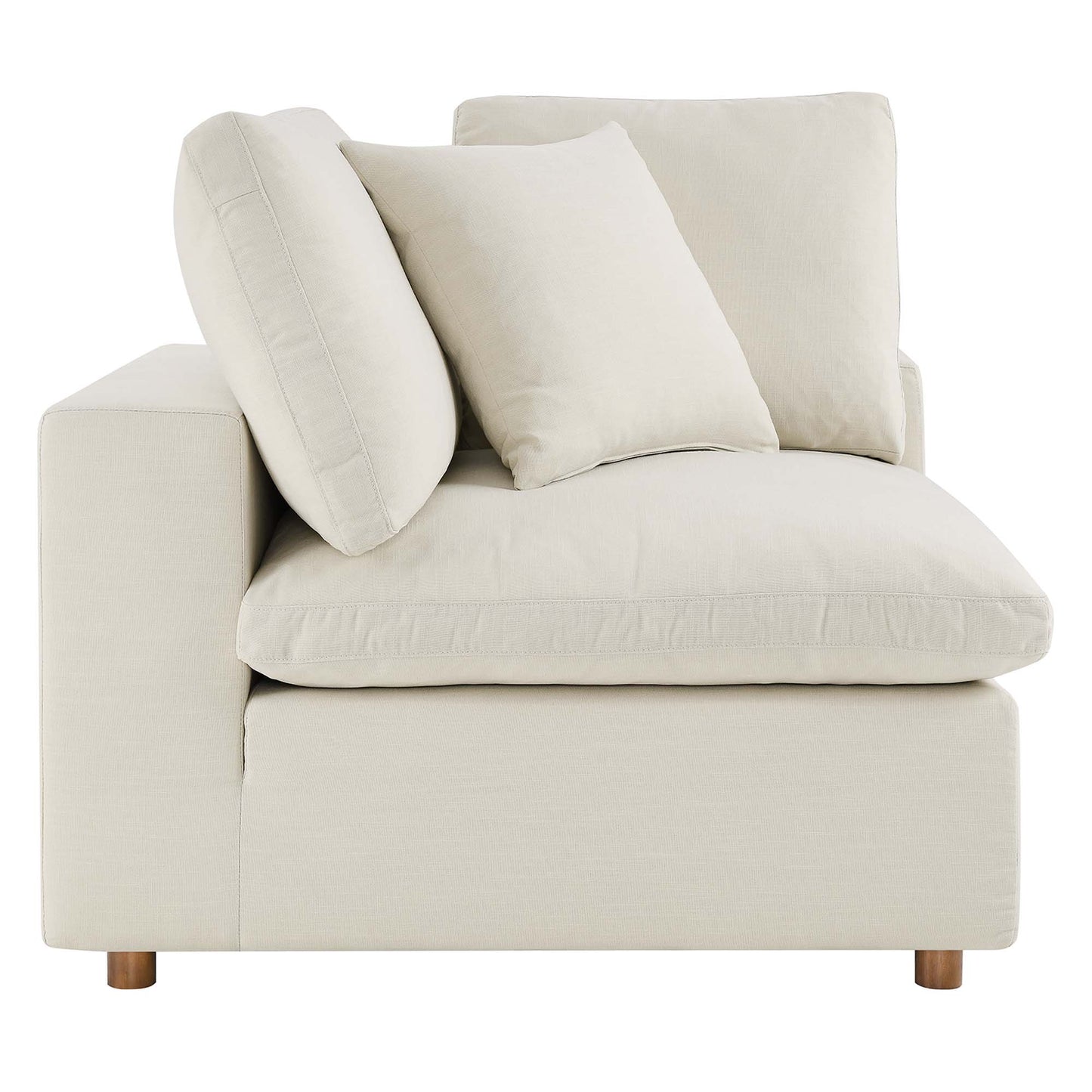 Linden Down Filled Overstuffed Corner Chair in Light Beige