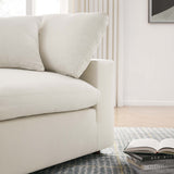 Linden Down Filled Overstuffed Corner Chair in Light Beige