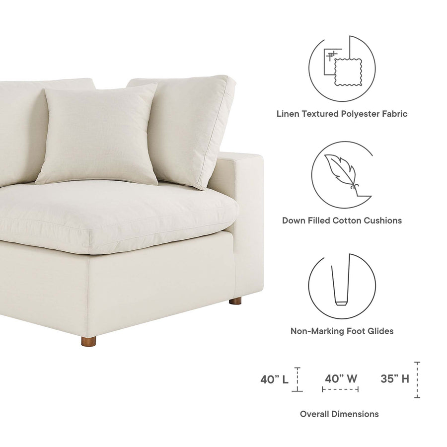 Linden Down Filled Overstuffed Corner Chair in Light Beige
