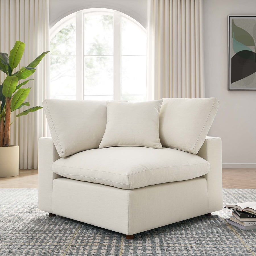 Linden Down Filled Overstuffed Corner Chair in Light Beige