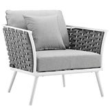 Willow 5 Piece Outdoor Patio Aluminum Sectional Sofa Set in White Gray