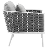 Willow 5 Piece Outdoor Patio Aluminum Sectional Sofa Set in White Gray