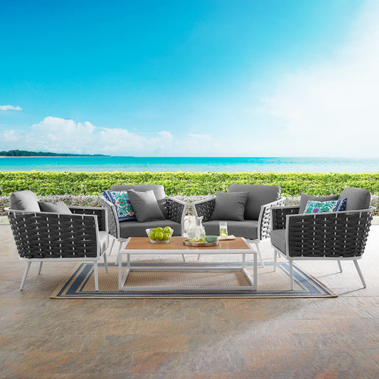 Stance 5 Piece Outdoor Patio Aluminum Sectional Sofa Set by Furniture For America
