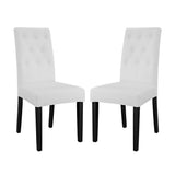 Heather Vinyl Dining Side Chair Set of 2 in White