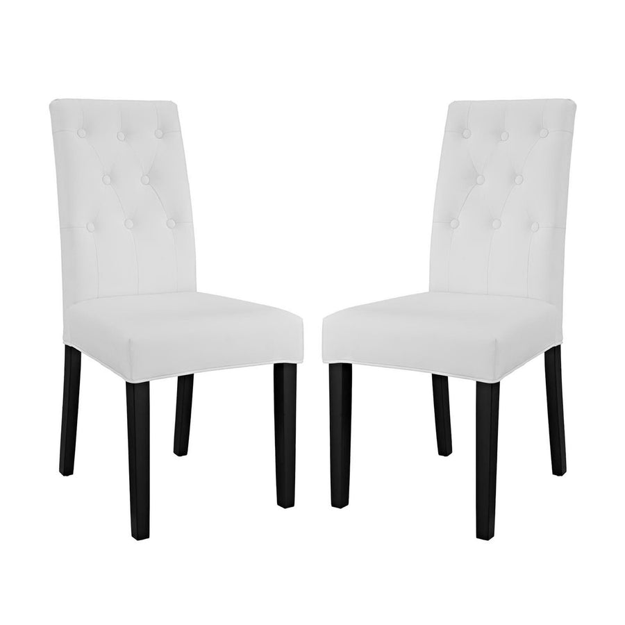 Heather Vinyl Dining Side Chair Set of 2 in White
