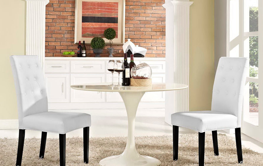 Heather Vinyl Dining Side Chair Set of 2 in White