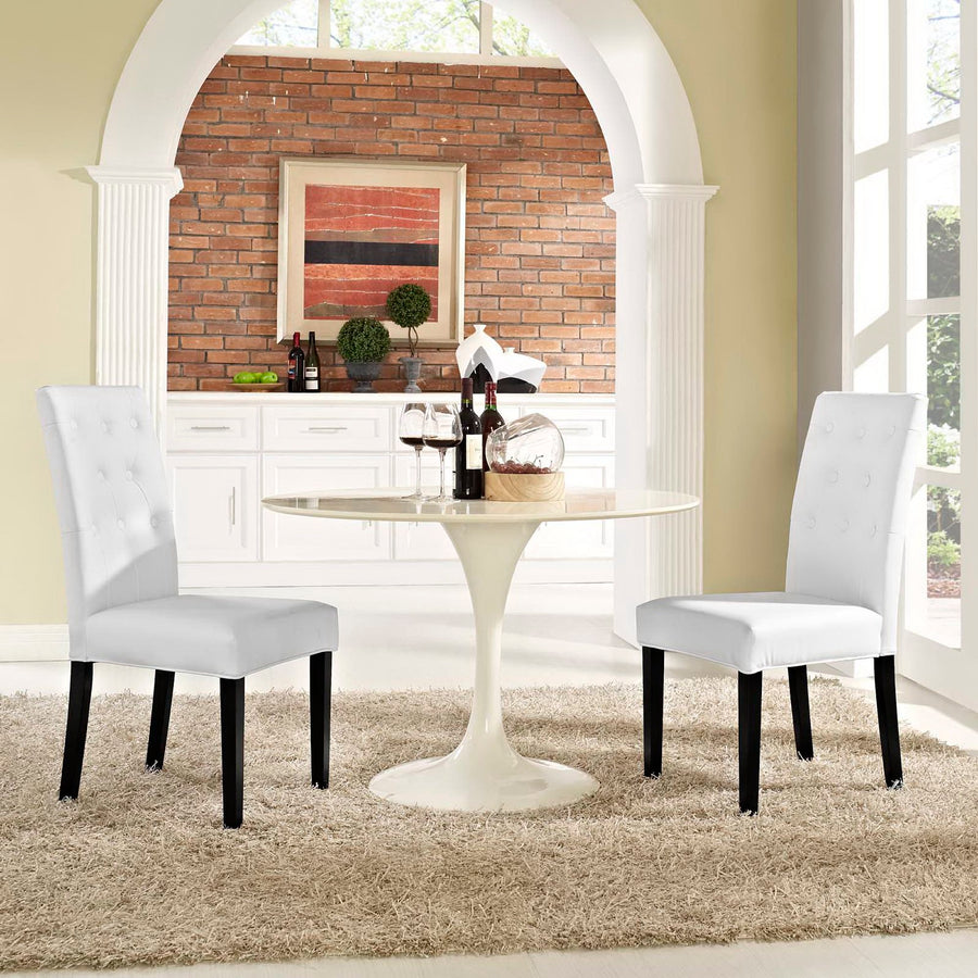 Heather Vinyl Dining Side Chair Set of 2 in White