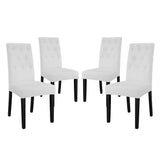 Heather Vinyl Dining Side Chair Set of 4 in White