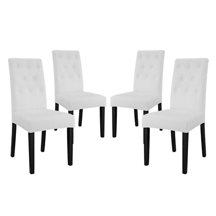 Confer Vinyl Dining Side Chair Set of 4 in White