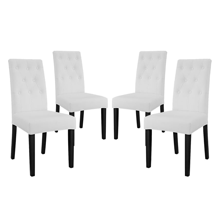 Heather Vinyl Dining Side Chair Set of 4 in White