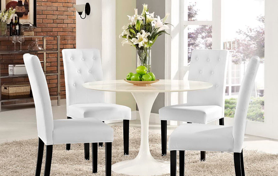 Heather Vinyl Dining Side Chair Set of 4 in White