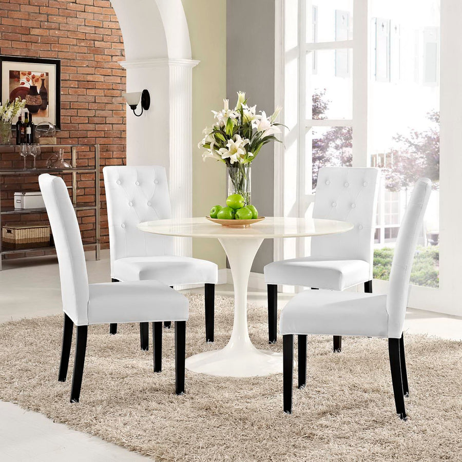 Heather Vinyl Dining Side Chair Set of 4 in White
