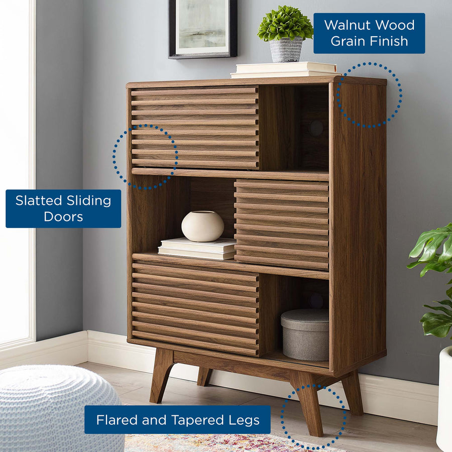 Vera Three-Tier Display Storage Cabinet Stand in Walnut