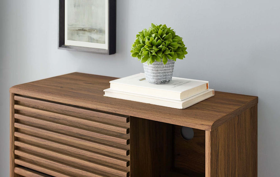 Vera Three-Tier Display Storage Cabinet Stand in Walnut