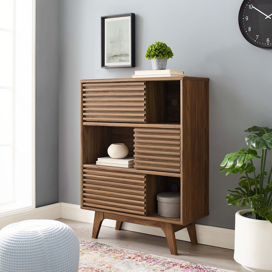 Vera Three-Tier Display Storage Cabinet Stand in Walnut