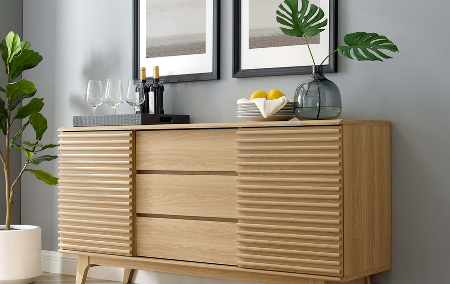 Vera 63" Sideboard Buffet Table or TV Stand in Oak