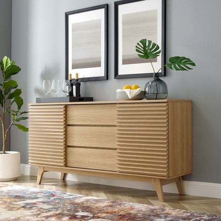 Render 63" Sideboard Buffet Table or TV Stand in Oak