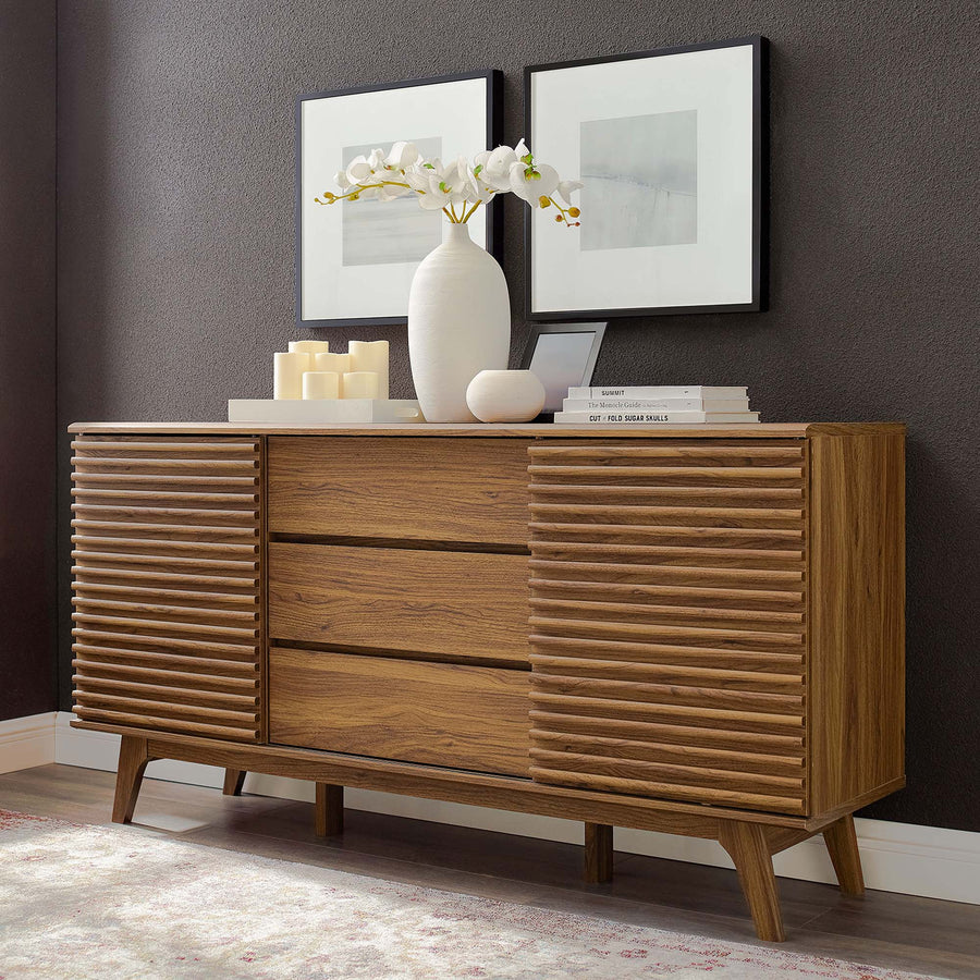 Vera 63" Sideboard Buffet Table or TV Stand in Walnut