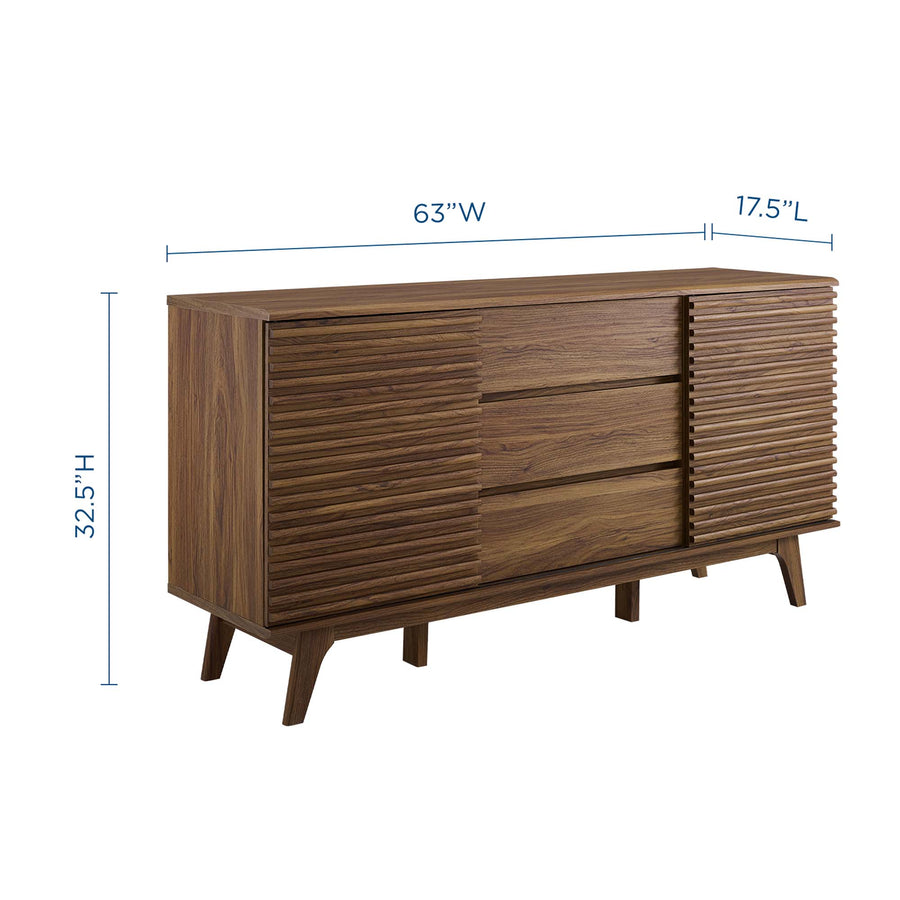 Vera 63" Sideboard Buffet Table or TV Stand in Walnut