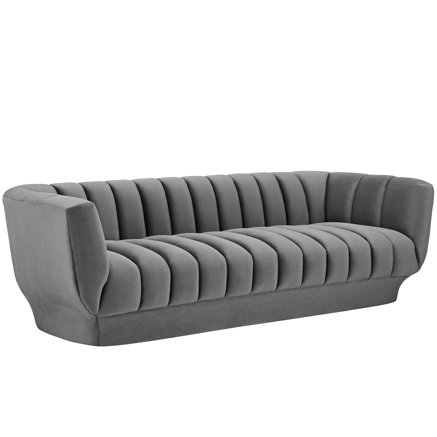 Entertain Vertical Channel Tufted Performance Velvet Sofa by Furniture for America
