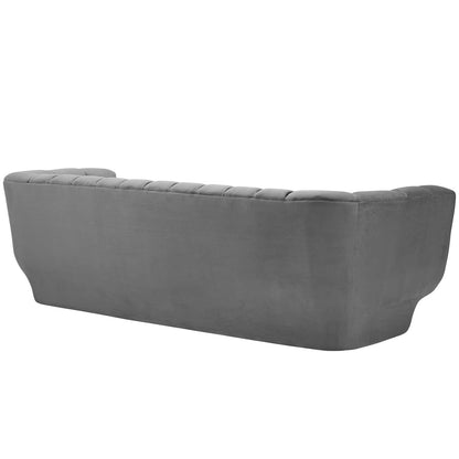 Entertain Vertical Channel Tufted Performance Velvet Sofa by Furniture for America