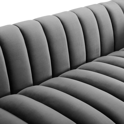 Entertain Vertical Channel Tufted Performance Velvet Sofa by Furniture for America