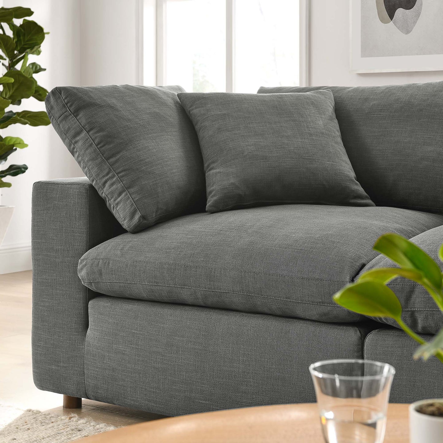 Commix 2 Piece Down Filled Overstuffed Sectional Sofa Set by Furniture for America