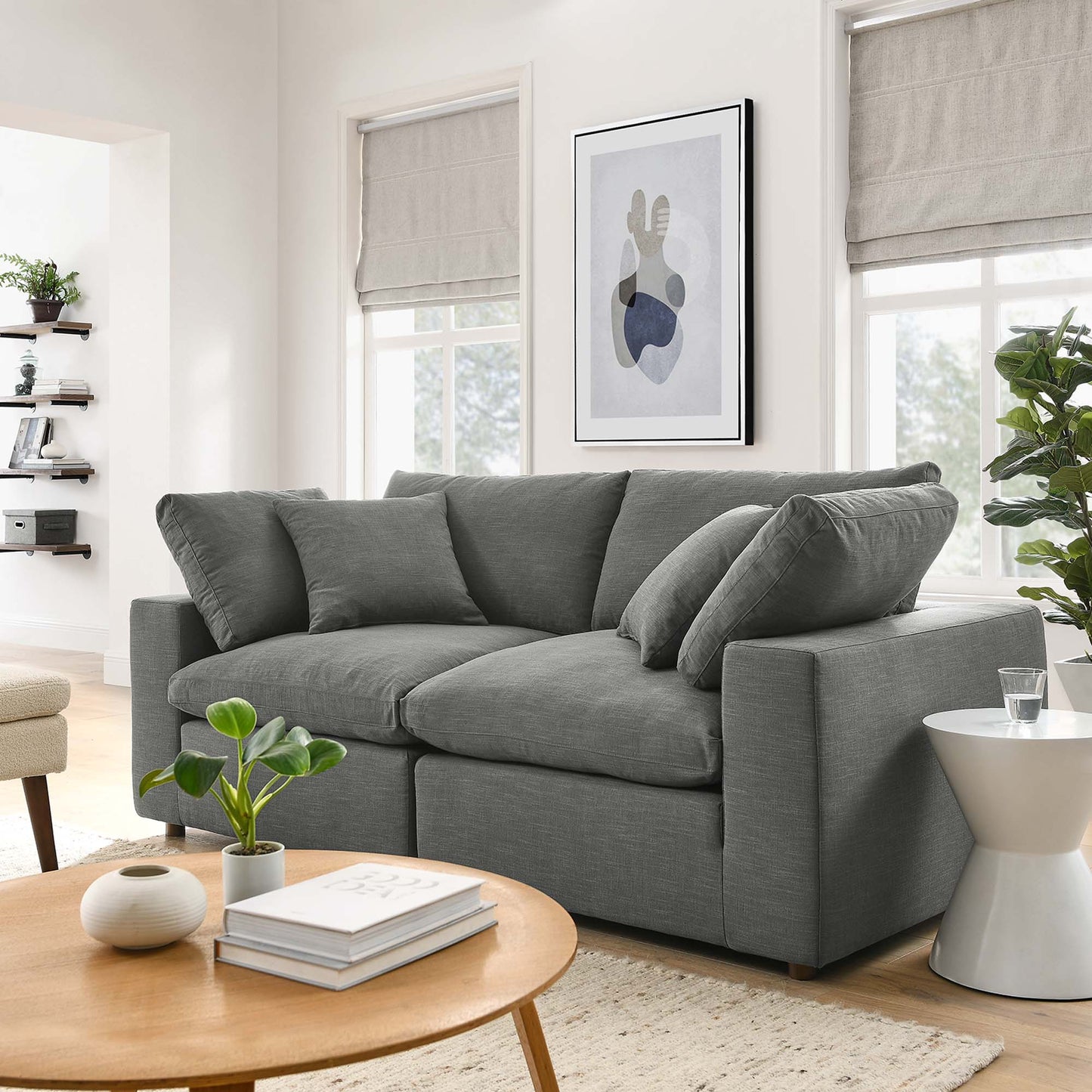 Commix 2 Piece Down Filled Overstuffed Sectional Sofa Set by Furniture for America
