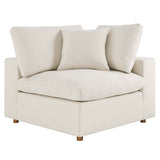 Linden 2 Piece Down Filled Overstuffed Sectional Sofa Set in Light Beige