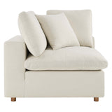 Linden 2 Piece Down Filled Overstuffed Sectional Sofa Set in Light Beige