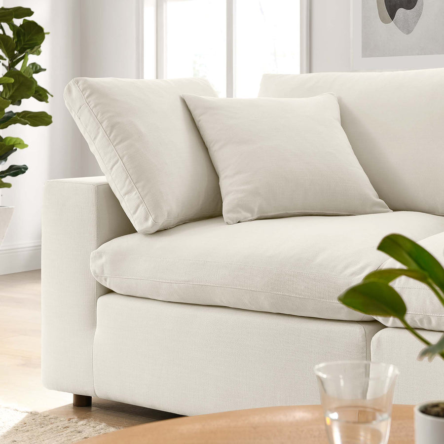 Linden 2 Piece Down Filled Overstuffed Sectional Sofa Set in Light Beige
