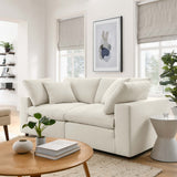 Linden 2 Piece Down Filled Overstuffed Sectional Sofa Set in Light Beige