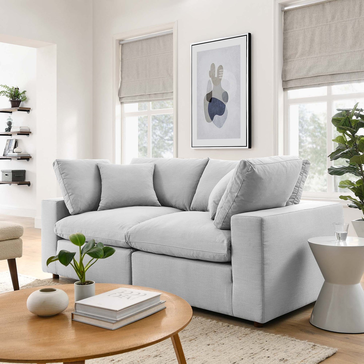 Commix 2 Piece Down Filled Overstuffed Sectional Sofa Set by Furniture for America