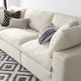 Linden 3 Piece Down Filled Overstuffed Sectional Sofa Set in Light Beige