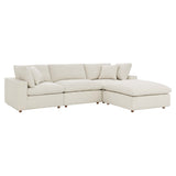 Linden 4 Piece Down Filled Overstuffed Sectional Sofa Set in Light Beige