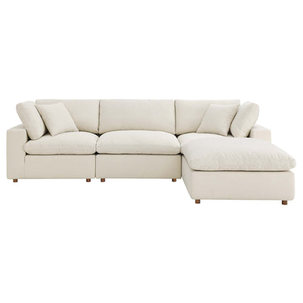 Commix 4 Piece Down Filled Overstuffed Sectional Sofa Set in Light Beige