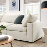 Linden 4 Piece Down Filled Overstuffed Sectional Sofa Set in Light Beige