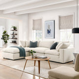 Linden 4 Piece Down Filled Overstuffed Sectional Sofa Set in Light Beige
