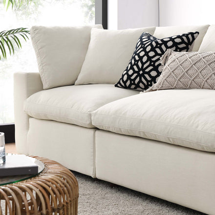 Commix 4 Piece Down Filled Overstuffed Sectional Sofa Set in Light Beige