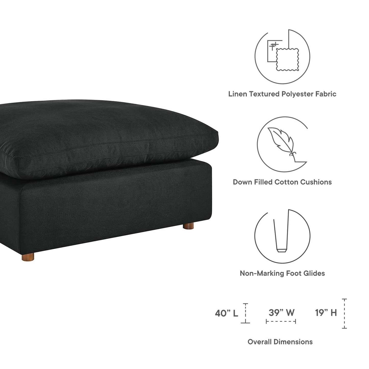 Commix 5 Piece Down Filled Overstuffed Sectional Sofa Set by Furniture for America