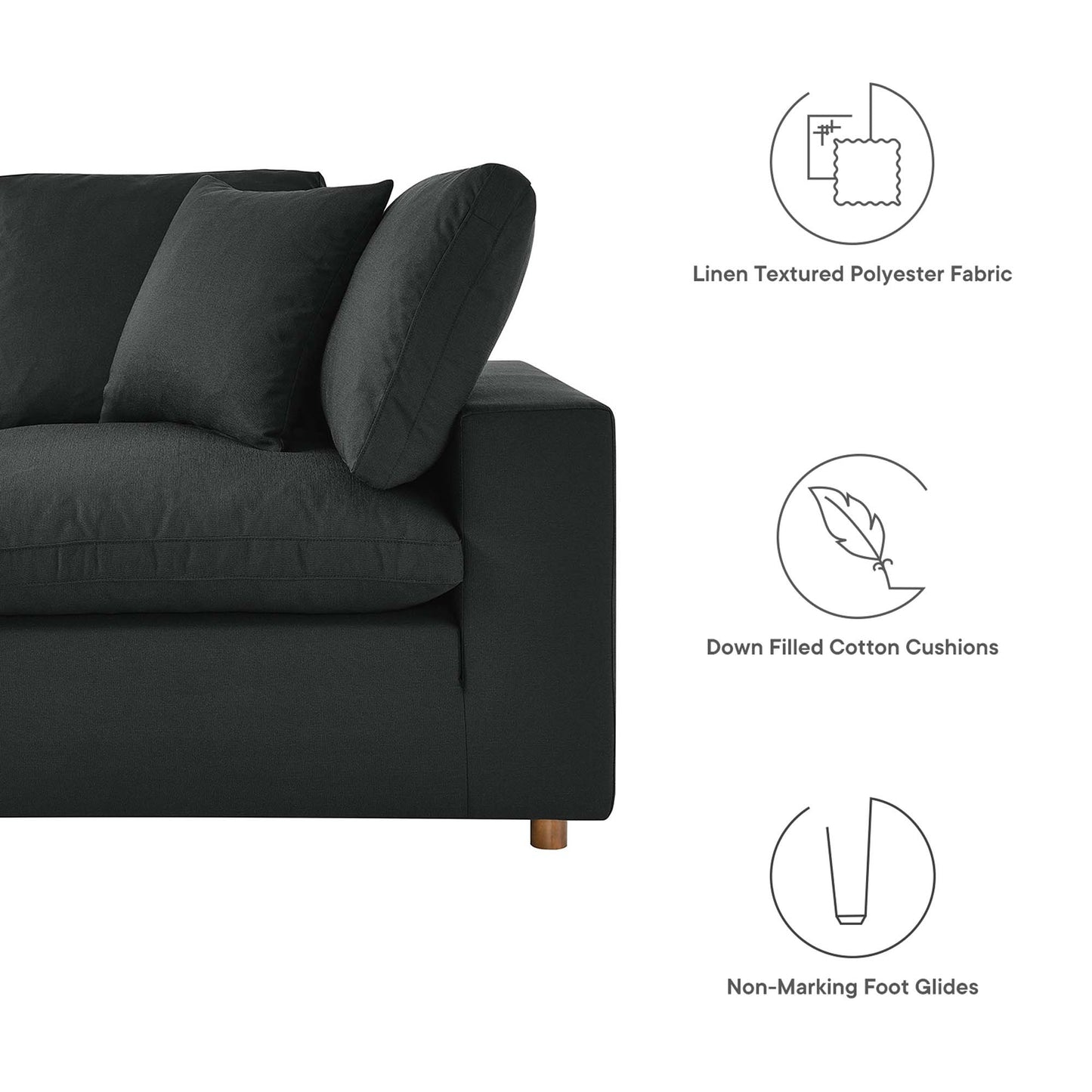 Commix 5 Piece Down Filled Overstuffed Sectional Sofa Set by Furniture for America