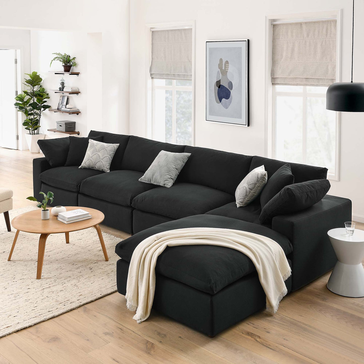 Commix 5 Piece Down Filled Overstuffed Sectional Sofa Set by Furniture for America