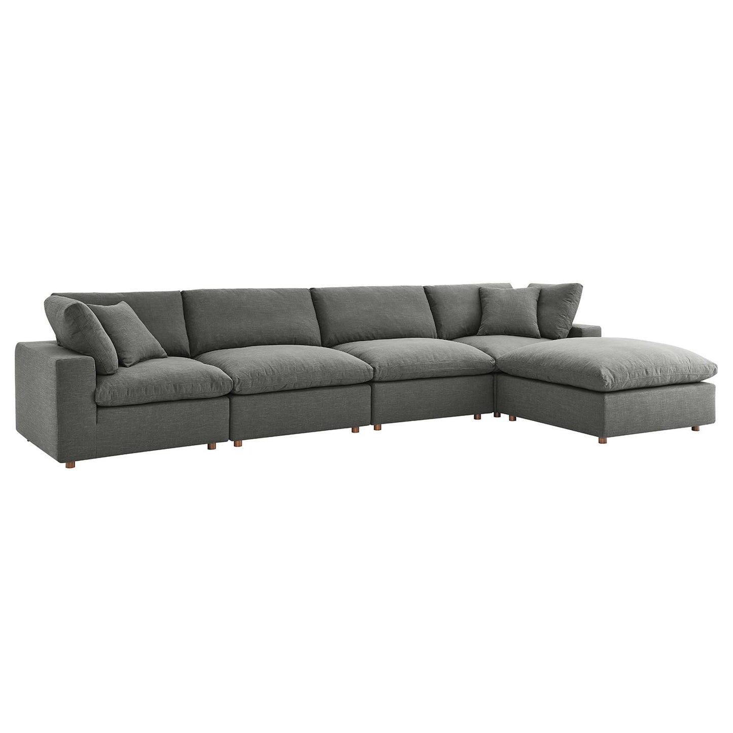Commix 5 Piece Down Filled Overstuffed Sectional Sofa Set by Furniture for America