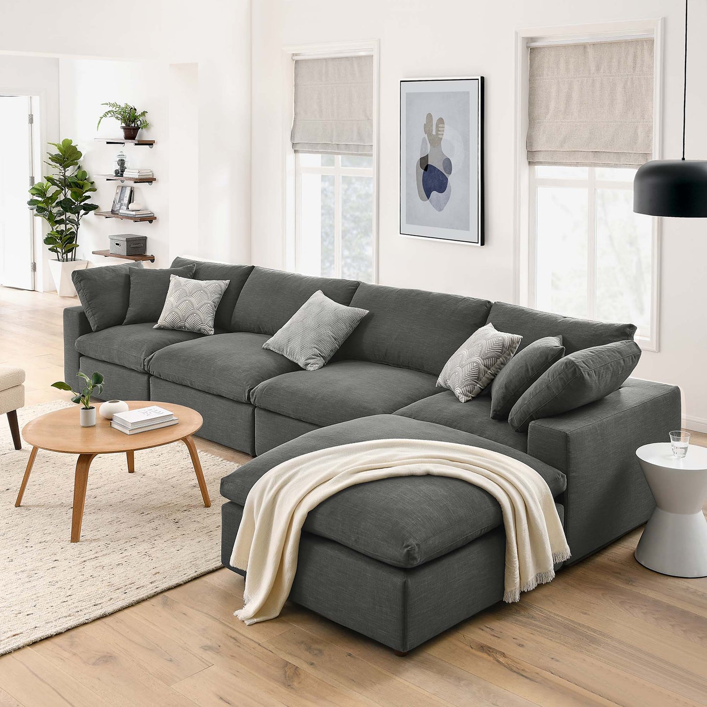 Commix 5 Piece Down Filled Overstuffed Sectional Sofa Set by Furniture for America