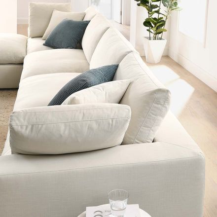 Commix 5 Piece Down Filled Overstuffed Sectional Sofa Set in Light Beige