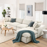 Linden 5 Piece Down Filled Overstuffed Sectional Sofa Set in Light Beige
